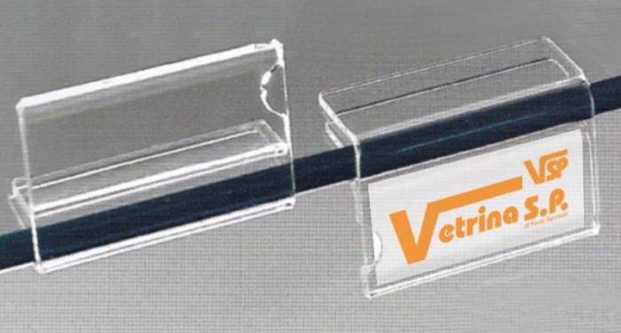 Porta etichette trasp. per vetri di spess. 8 -10 mm 148/A10