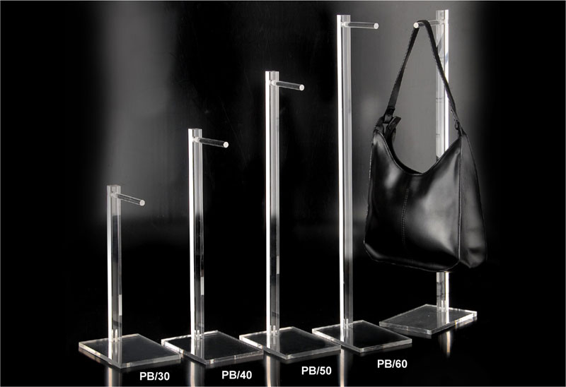 Espositore per borse in plexiglass trasparente