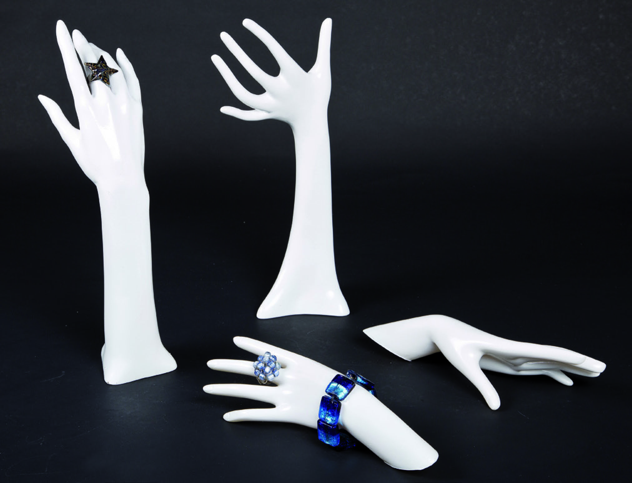 Jewellery, costume jewellery and glove display hands