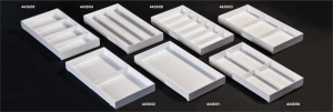 White plexiglass jewellery display tray - outside sizes: 43x23x4.5cm h