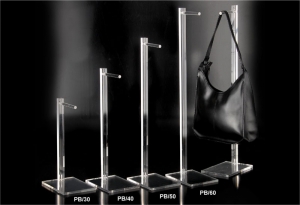 Clear plexiglass handbag display stand