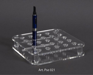 Clear plexiglass electronic cigarette and atomizer display stand with 25 holes
