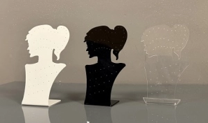 White, black and clear plexiglass earring/necklace display