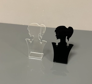 Clear and black plexiglass earring display