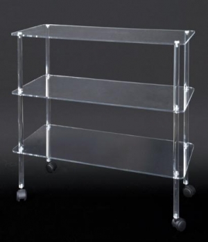 Plexiglass shelf unit display with casters
