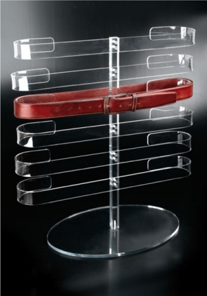Plexiglass belt display with 6 holders
