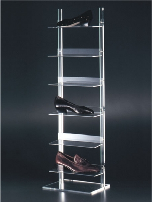 Clear plexiglass shelf unit display