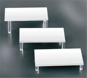 Set of 3 white plexiglass display risers