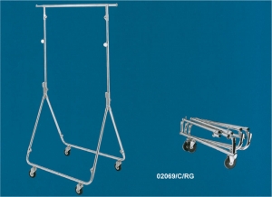 Chrome-plated compact folding garment rack with casters